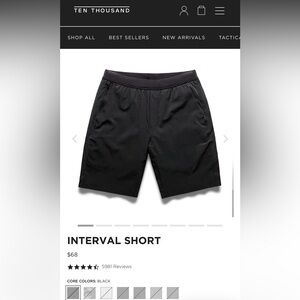 TEN THOUSAND - Men’s Interval Short with Liner 9” Black Sz L - NWT